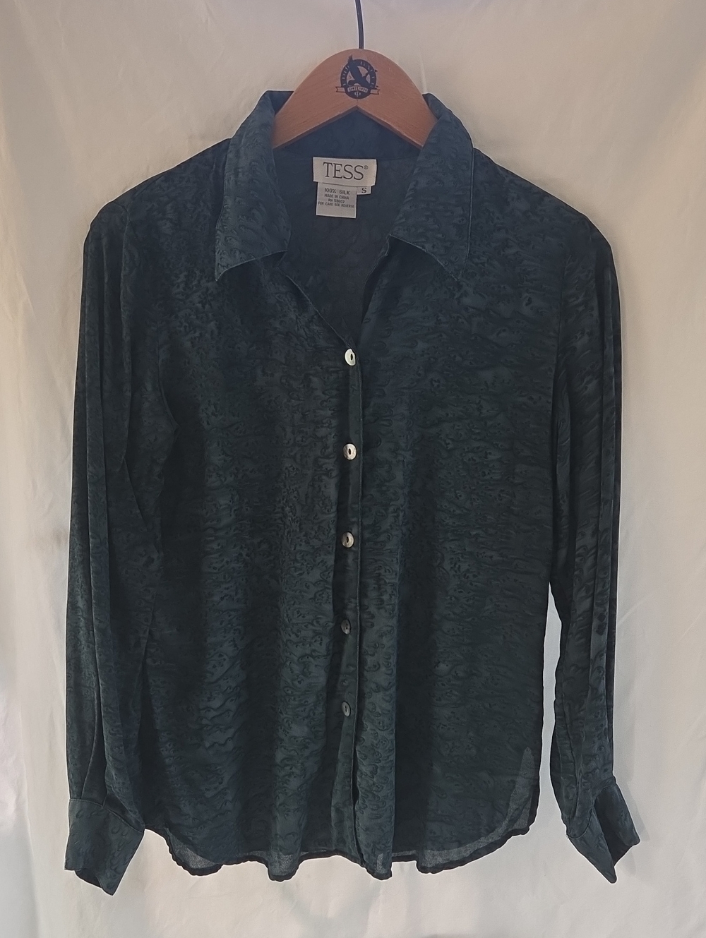 Dark Green Button-Down 100% Silk Shirt